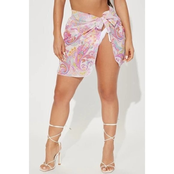 Tinibikini Wrapped Up In You Sarong Coverup Skirt Purple/combo one size RefFNB - Picture 1 of 8